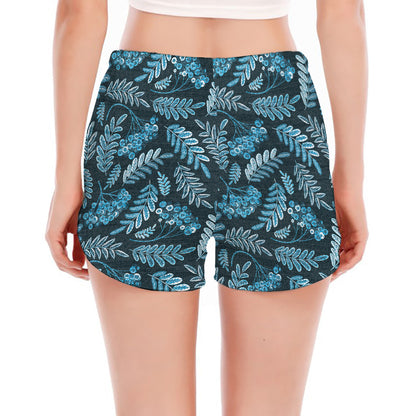 Tropical Denim Jeans Pattern Print Women's Split Running Shorts