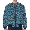 Tropical Denim Jeans Pattern Print Zip Sleeve Bomber Jacket