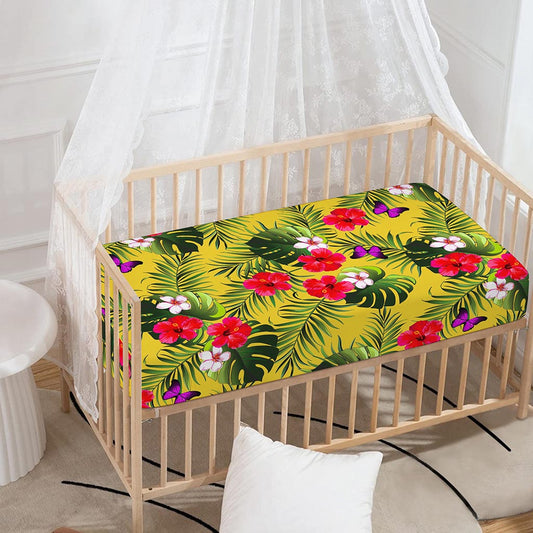 Tropical Exotic Hawaiian Pattern Print Baby Crib Sheet