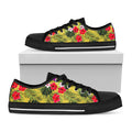 Tropical Exotic Hawaiian Pattern Print Black Low Top Sneakers