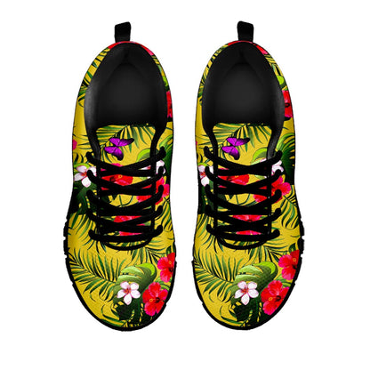 Tropical Exotic Hawaiian Pattern Print Black Running Shoes