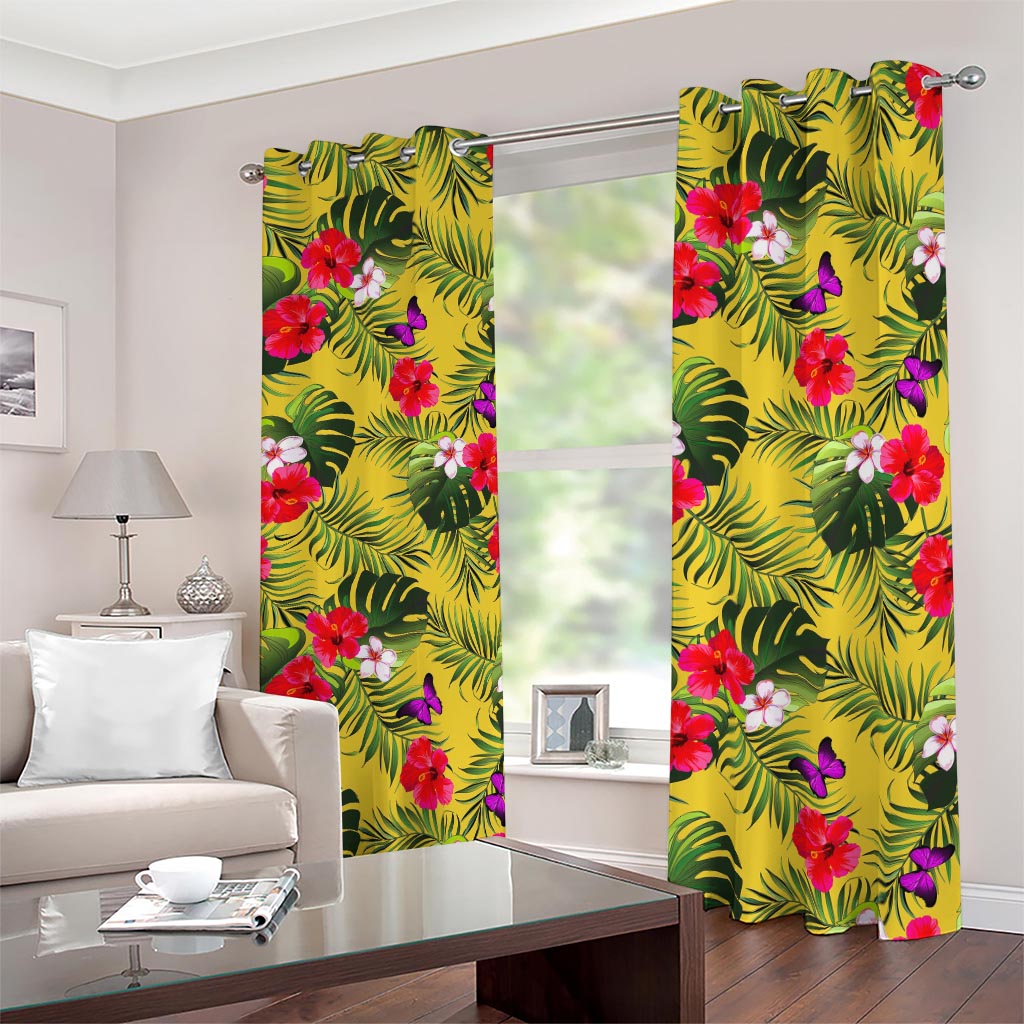 Tropical Exotic Hawaiian Pattern Print Blackout Grommet Curtains