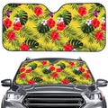 Tropical Exotic Hawaiian Pattern Print Car Windshield Sun Shade