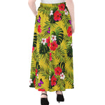 Tropical Exotic Hawaiian Pattern Print Chiffon Maxi Skirt