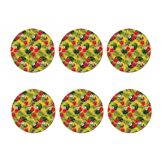 Tropical Exotic Hawaiian Pattern Print Coaster Set