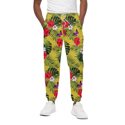 Tropical Exotic Hawaiian Pattern Print Cotton Pants