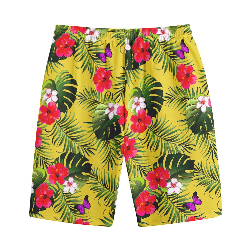 Tropical Exotic Hawaiian Pattern Print Cotton Shorts