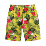 Tropical Exotic Hawaiian Pattern Print Cotton Shorts