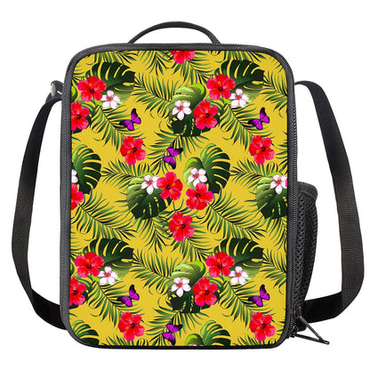 Tropical Exotic Hawaiian Pattern Print Crossbody Lunch Bag