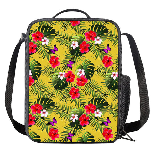 Tropical Exotic Hawaiian Pattern Print Crossbody Lunch Bag