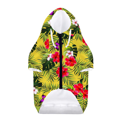Tropical Exotic Hawaiian Pattern Print Dog Zip Up Hoodie