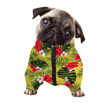 Tropical Exotic Hawaiian Pattern Print Dog Zip Up Jacket