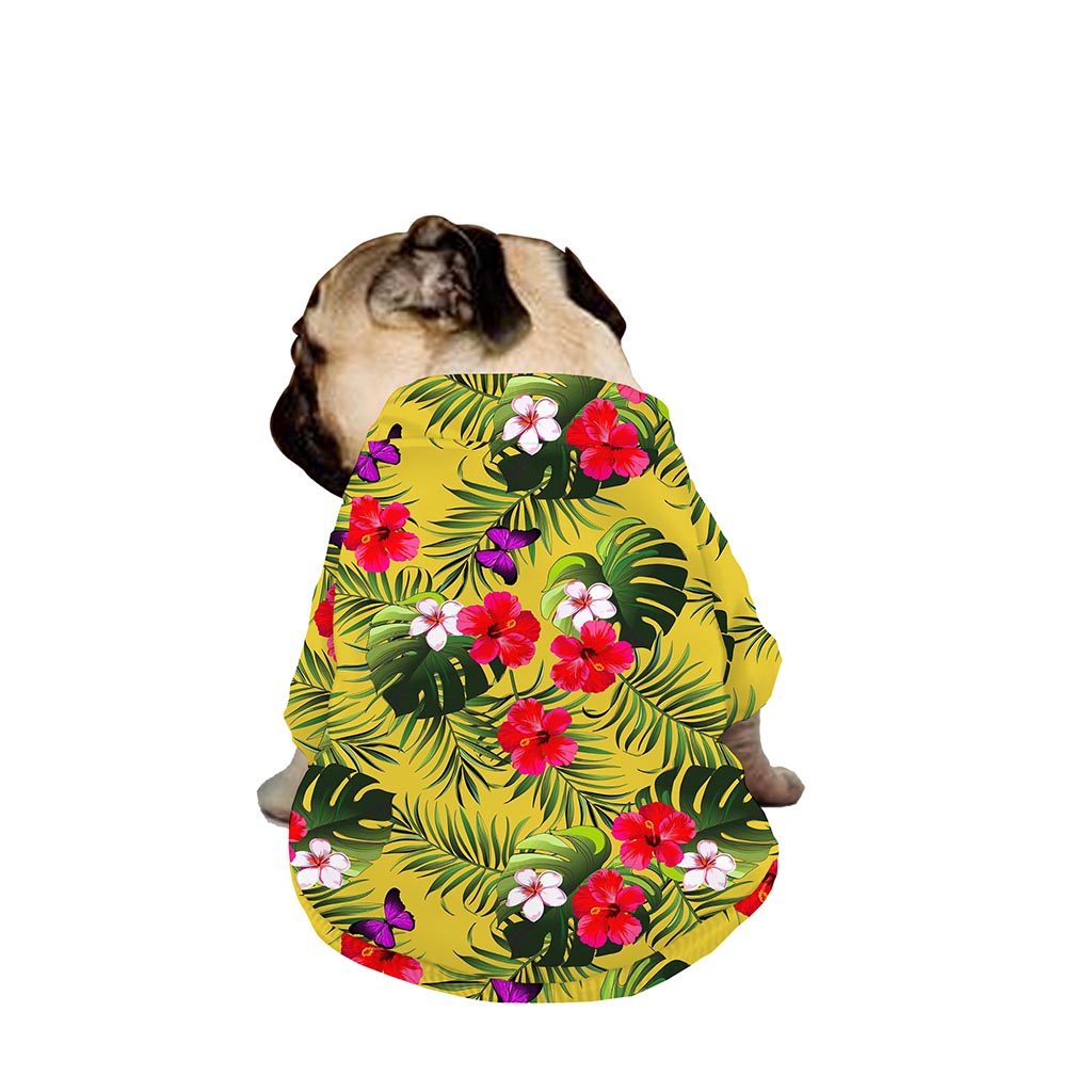 Tropical Exotic Hawaiian Pattern Print Dog Zip Up Jacket