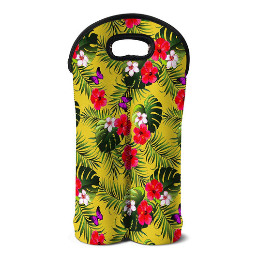 Tropical Exotic Hawaiian Pattern Print Double Neoprene Wine Tote