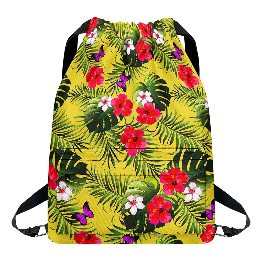 Tropical Exotic Hawaiian Pattern Print Drawstring Backpack