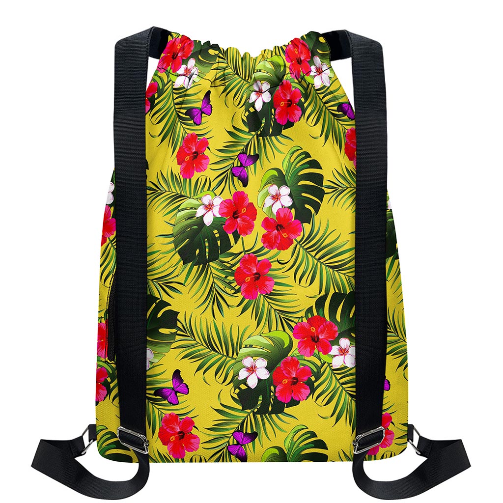 Tropical Exotic Hawaiian Pattern Print Drawstring Backpack