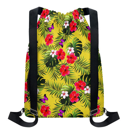 Tropical Exotic Hawaiian Pattern Print Drawstring Backpack