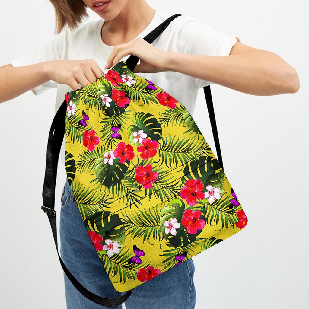 Tropical Exotic Hawaiian Pattern Print Drawstring Backpack