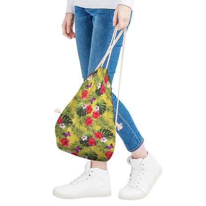 Tropical Exotic Hawaiian Pattern Print Drawstring Bag
