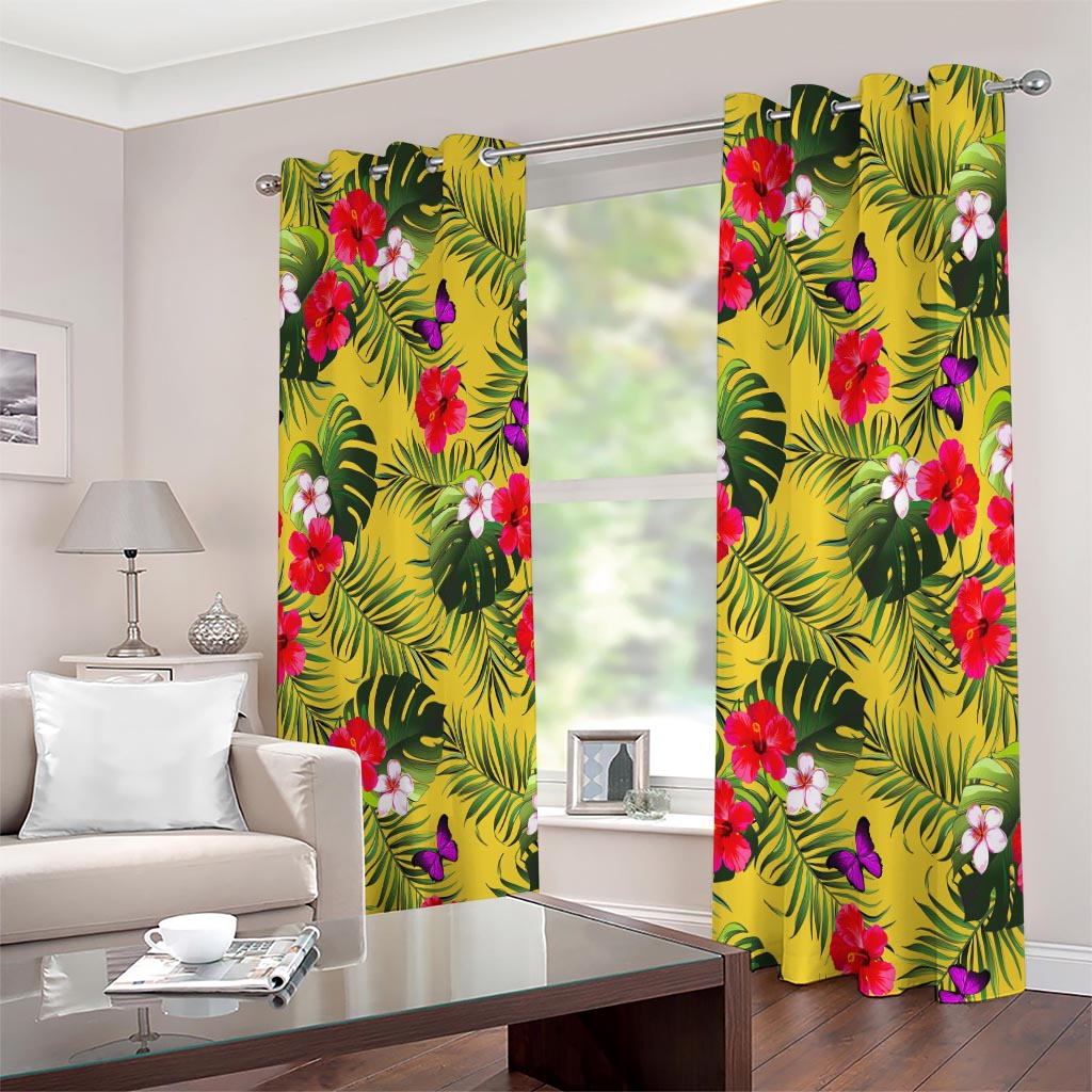 Tropical Exotic Hawaiian Pattern Print Extra Wide Grommet Curtains