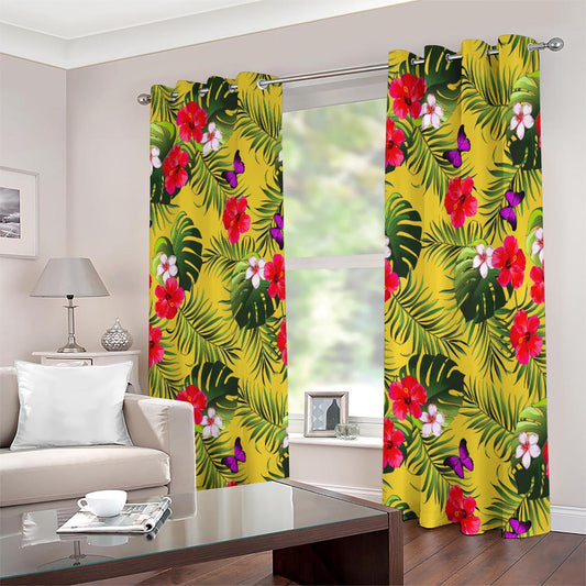Tropical Exotic Hawaiian Pattern Print Extra Wide Grommet Curtains
