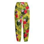 Tropical Exotic Hawaiian Pattern Print Fleece Lined Knit Pants