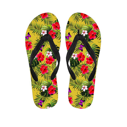 Tropical Exotic Hawaiian Pattern Print Flip Flops