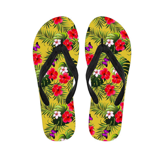 Tropical Exotic Hawaiian Pattern Print Flip Flops