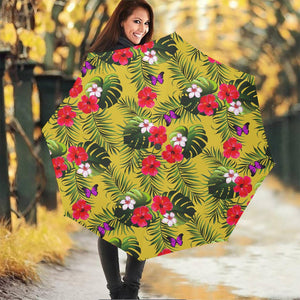 Tropical Exotic Hawaiian Pattern Print Foldable Umbrella