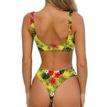 Tropical Exotic Hawaiian Pattern Print Front Bow Tie Bikini