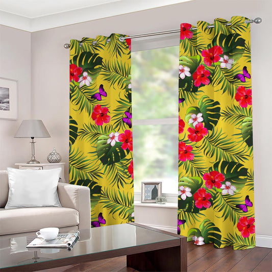 Tropical Exotic Hawaiian Pattern Print Grommet Curtains