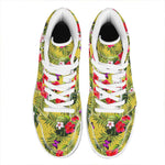 Tropical Exotic Hawaiian Pattern Print High Top Leather Sneakers