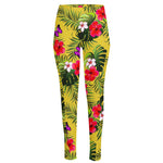 Tropical Exotic Hawaiian Pattern Print High-Waisted Pocket Leggings