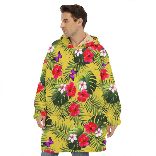 Tropical Exotic Hawaiian Pattern Print Hoodie Blanket