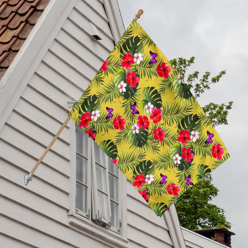 Tropical Exotic Hawaiian Pattern Print House Flag
