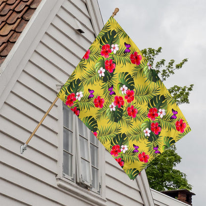 Tropical Exotic Hawaiian Pattern Print House Flag