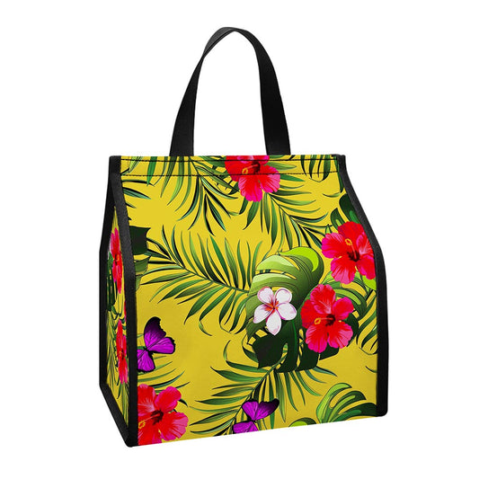 Tropical Exotic Hawaiian Pattern Print Insulated Lunch Tote