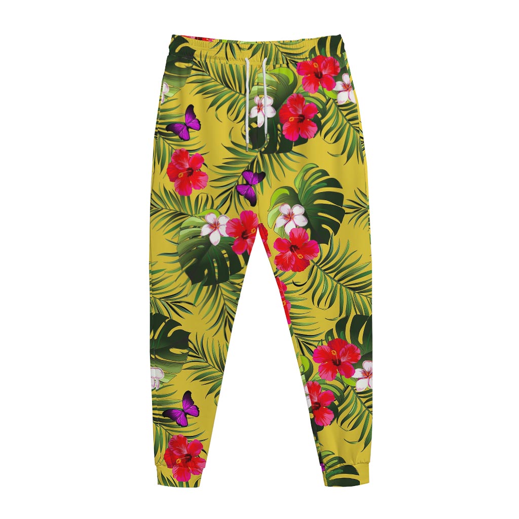 Tropical Exotic Hawaiian Pattern Print Jogger Pants