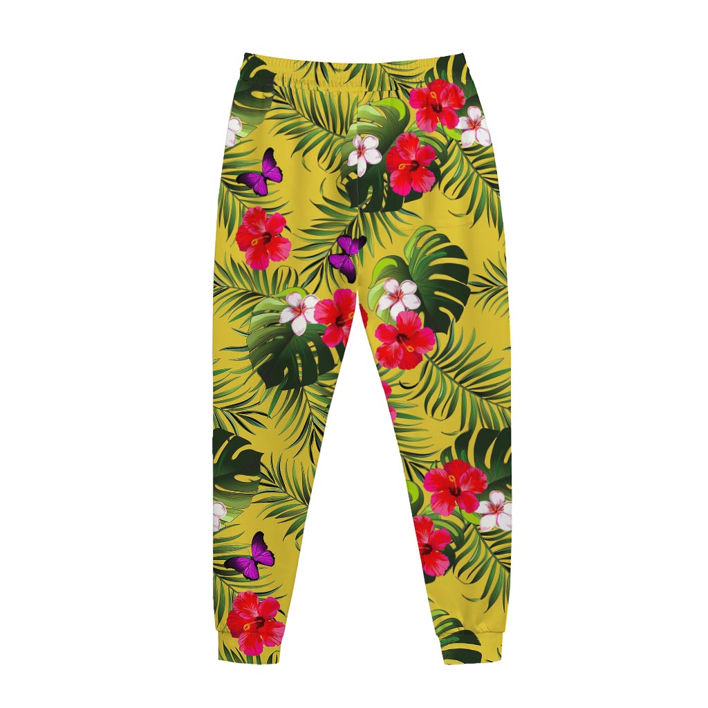 Tropical Exotic Hawaiian Pattern Print Jogger Pants