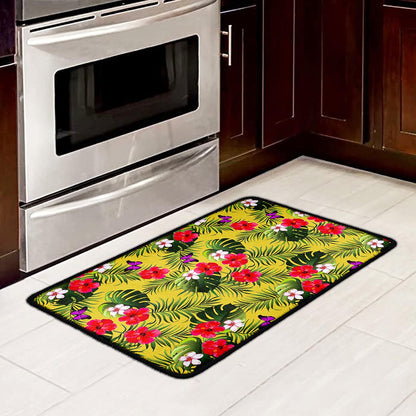 Tropical Exotic Hawaiian Pattern Print Kitchen Mat
