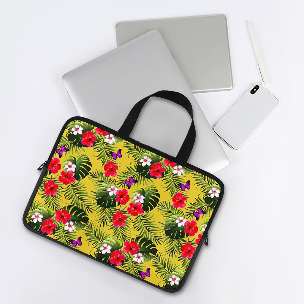 Tropical Exotic Hawaiian Pattern Print Laptop Sleeve With Handle