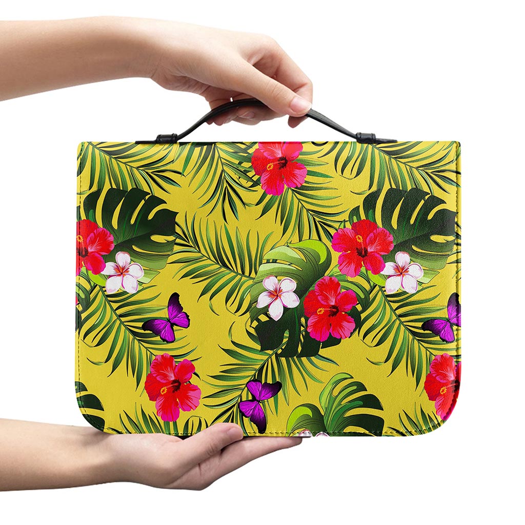 Tropical Exotic Hawaiian Pattern Print Leather Bible Cover