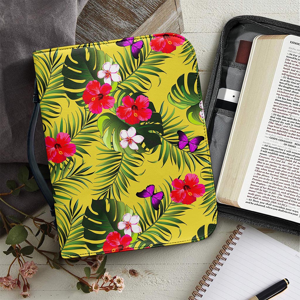 Tropical Exotic Hawaiian Pattern Print Leather Bible Cover