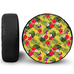 Tropical Exotic Hawaiian Pattern Print Leather Spare Tire Cover