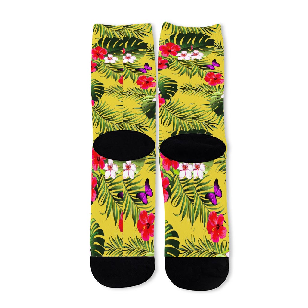 Tropical Exotic Hawaiian Pattern Print Long Socks