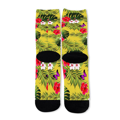 Tropical Exotic Hawaiian Pattern Print Long Socks