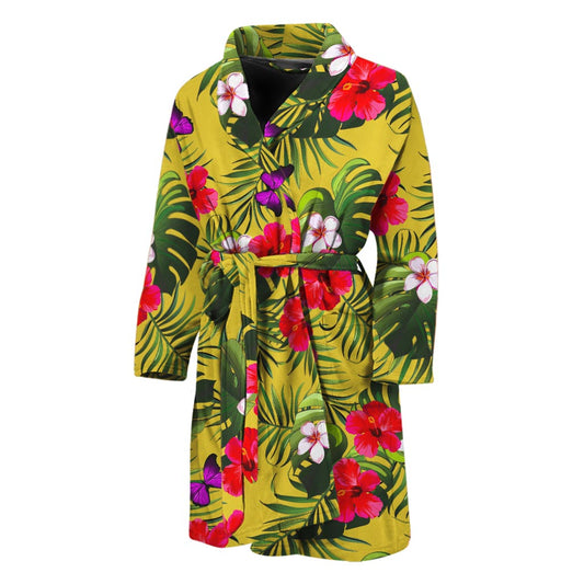 Tropical Exotic Hawaiian Pattern Print Men's Bathrobe