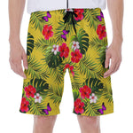 Tropical Exotic Hawaiian Pattern Print Men's Beach Shorts