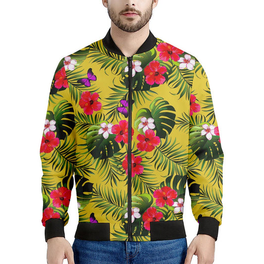 Tropical Exotic Hawaiian Pattern Print Men's Bomber Jacket