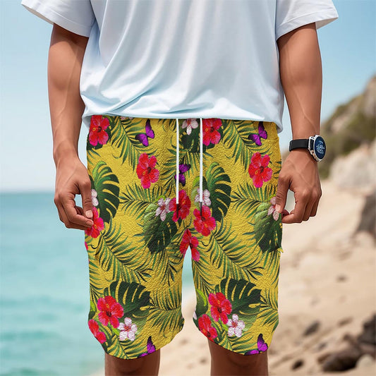 Tropical Exotic Hawaiian Pattern Print Men's Cargo Shorts
